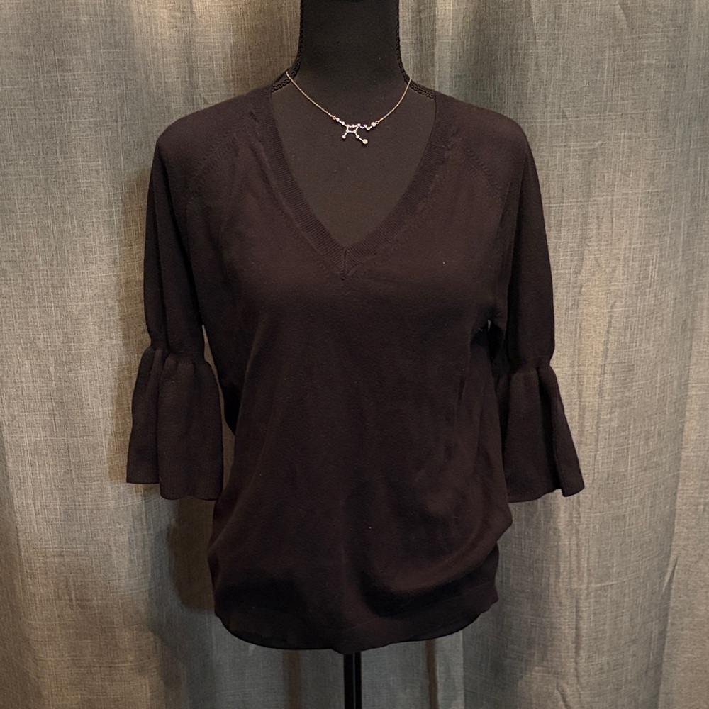 Banana Republic Black Knit Top with V-Neck